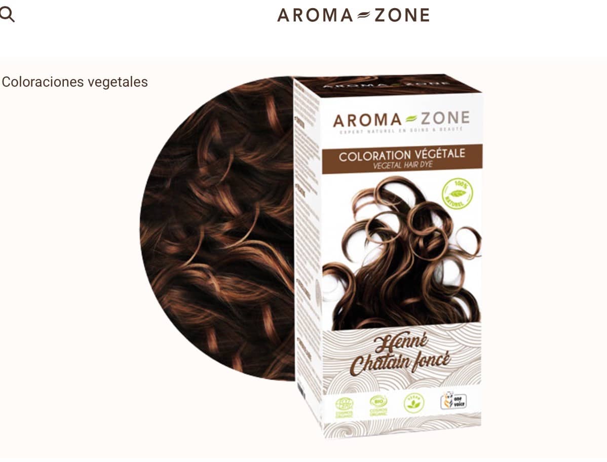 Henna Castaño Oscuro 200gr Aroma Zone - Tinte Natural Vegetal Sin Químicos