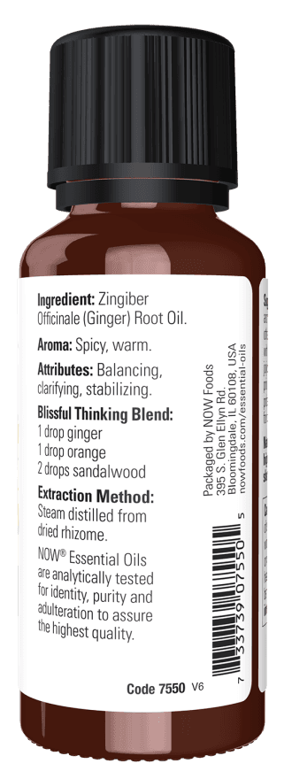 NOW Foods Aceite Esencial De Jengibre 30ml Puro Ginger Colombia etiqueta