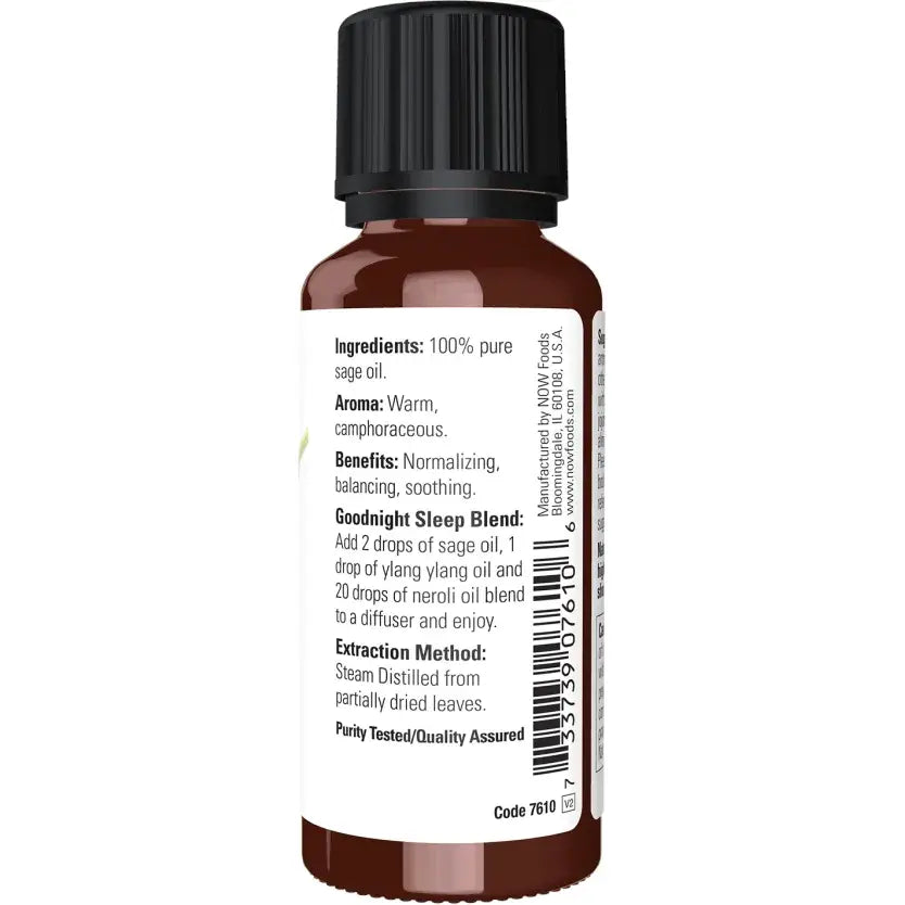 NOW Foods Aceite Esencial de Salvia 30ml 100% Puro - Sage Oil