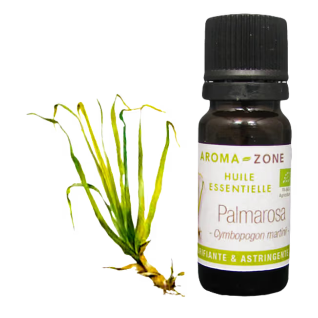 Aroma Zone Aceite Esencial de Palmarrosa 30ml Puro y Orgánico Cymbopogon Martinii