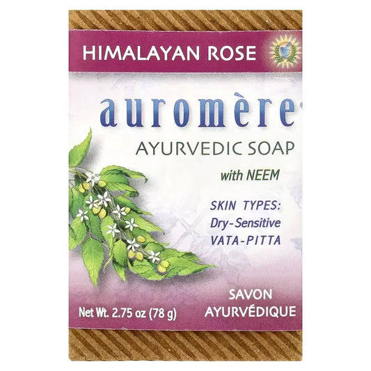 Comprar Auromere Ayurvedico Jabon con Neem Rosa de Himalaya (78 g) en puro y organico Colombia