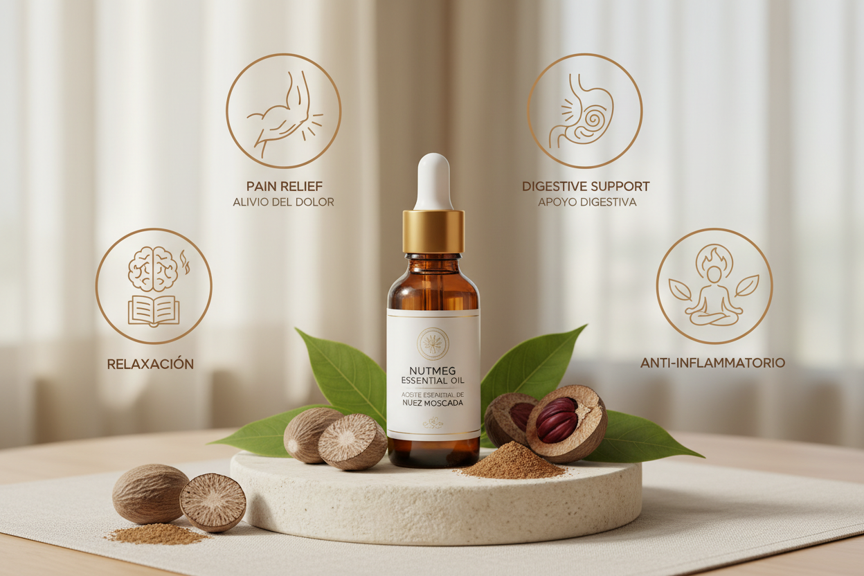 Aceite esencial de Nuez Moscada beneficios para salud