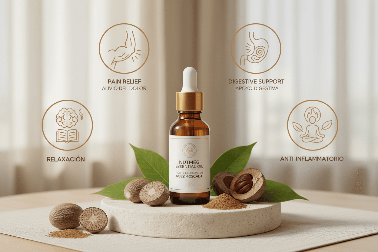 Aceite esencial de Nuez Moscada beneficios para salud
