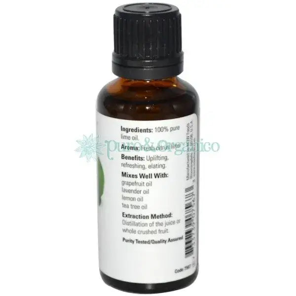 Aceite Esencial de Lima Puro 30ml NOW Foods - Citrus Aurantifolia Colombia etiqueta