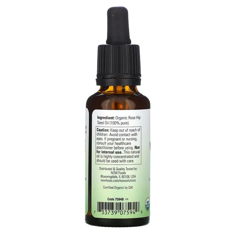 NOW Aceite de Rosa Mosqueta Organico 30ml Puro y Organico Colombia etiqueta