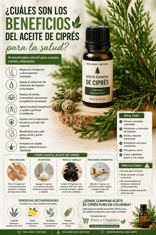 Aceite esencial de ciprés puro 100% para aromaterapia
