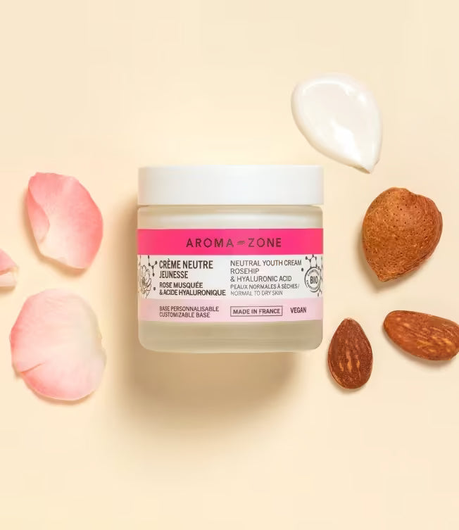 Aroma Zone Crema Base Neutral 50ml Facial y Corporal Juventil  100% Natural