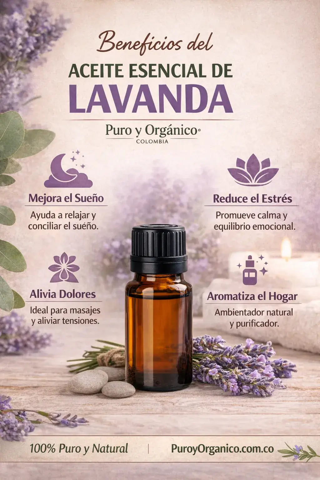 Beneficios aceite esencial de lavanda Colombia Bogota