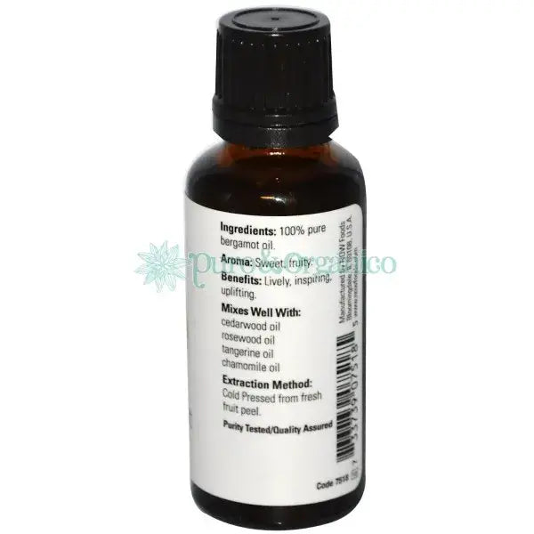 aceite esencial de bergamota puro etiqueta