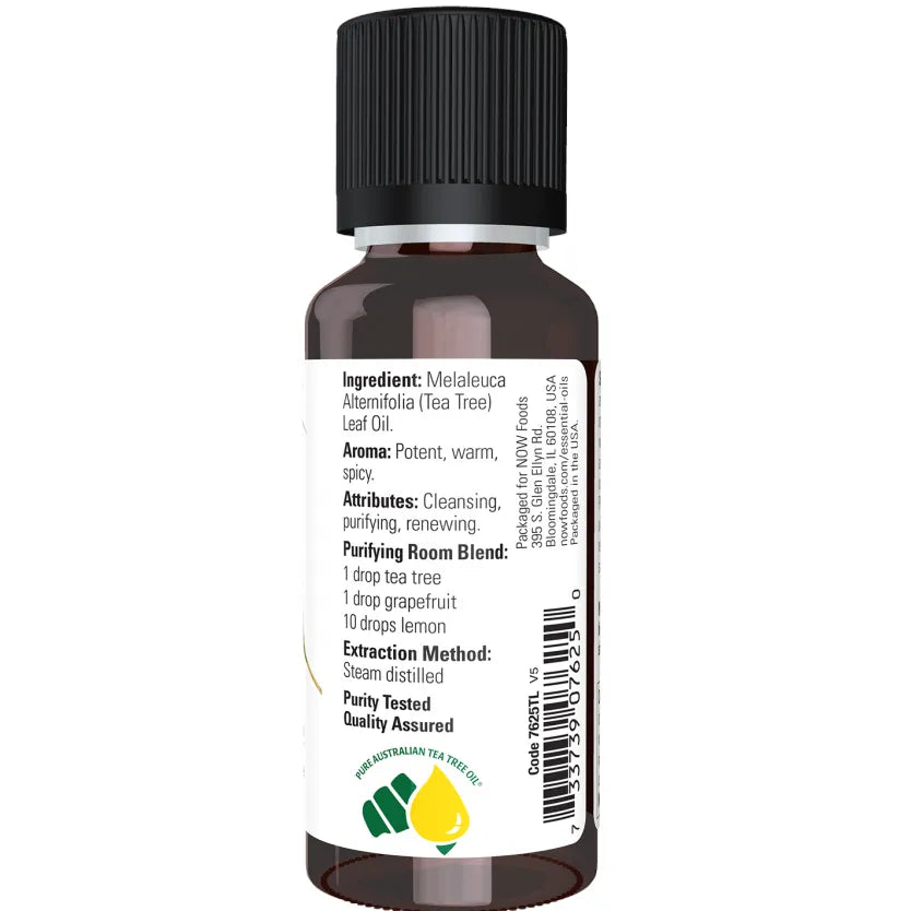 NOW Aceite Esencial de Arbol de Te 30ml Puro 100% Tea Tree etiqueta Puro y Organico Colombia