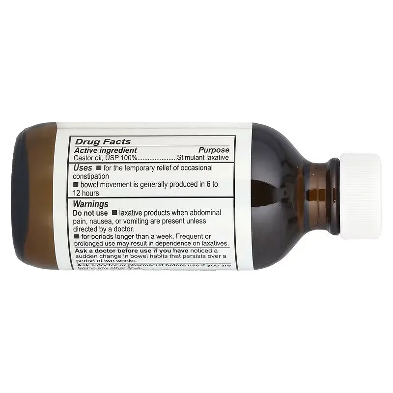 Aceite de ricino puro De la Cruz 59ml en frasco de vidrio ámbar para crecimiento de cabello y pestañas
