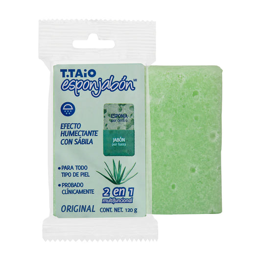 TTaio Esponjabon de Sábila 120g | Jabon + Esponja 2 en 1 | Hipoalergénico