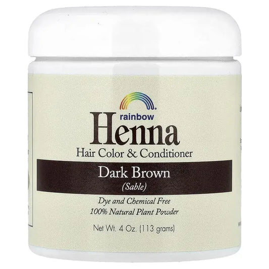 Henna Natural Marrón Oscuro Rainbow 113g Dark Brown - Hena Coloración Vegetal para Cabello