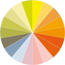 Círculo cromático con diferentes tonos de color