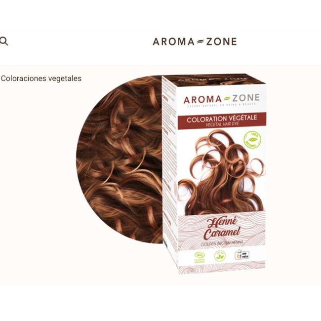 Henna Caramelo 200gr Aroma Zone - Tinte Natural Vegetal Sin Químicos