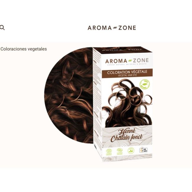 Henna Castaño Oscuro 200gr Aroma Zone - Tinte Natural Vegetal Sin Químicos