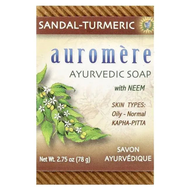 Auromere Jabon Natural De Sandalo Y Curcuma Con Neem 78gr