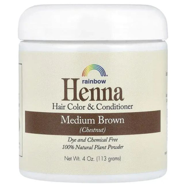 Rainbow Henna Natural Castaño Medio  113g Medium Brown - Hena Coloración Vegetal para Cabello