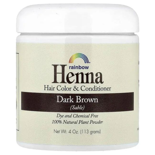 Henna Natural Marrón Oscuro Rainbow 113g Dark Brown - Hena Coloración Vegetal para Cabello